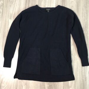 J CREW WOMENS SWEATER BLUE 100% MERINO WOOL LONG SLEEVE POCKETS 2XS